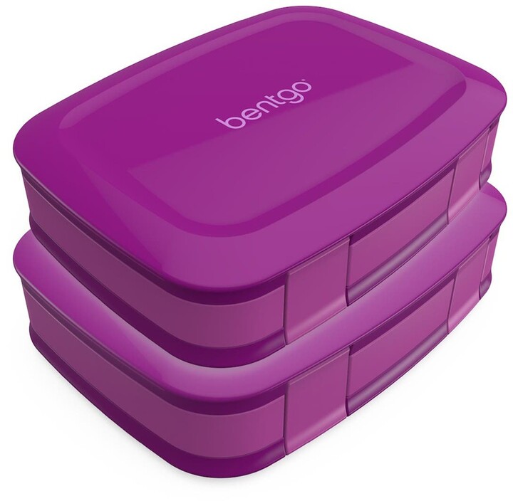 BENTGO 2-Pack of Classic All-in-One Stackable Lunch Box Solution - Purple