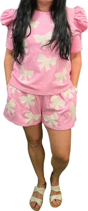 Peach Love Pretty Ribbon Top In Pink