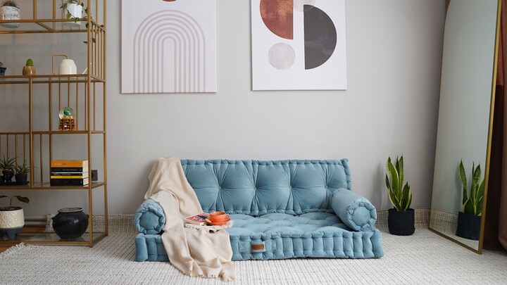 Velvet Floor Cushion Handmade Tufted Meditation Cushion