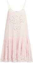 Thumbnail for your product : Juliet Dunn Floral Broderie-anglaise Cotton Mini Dress - Womens - Pink
