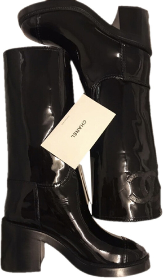Chanel Patent leather wellington boots - ShopStyle