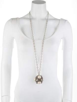 Erickson Beamon Crystal and Faux Pearl Pendant Necklace