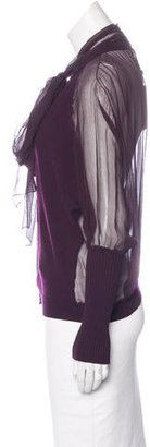 Nina Ricci Virgin Wool Silk-Trimmed Cardigan w/ Tags