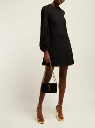 Saint Laurent Kate Palm Tree Monogram Suede Cross Body Bag - Womens - Black
