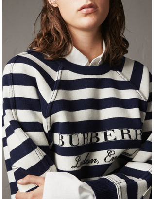 Burberry Breton Stripe Wool Cashmere Blend Sweater
