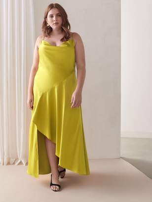 Asymmetrical Cascade Slip Dress - Addition Elle