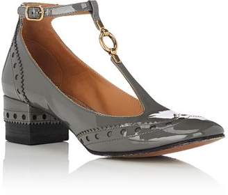 Chloé Women's Perry Patent Leather Mary Jane Pumps-Gray