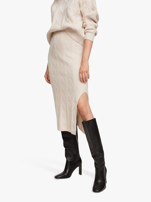 MANGO Camill Textured Knitted Midi Skirt, Cream