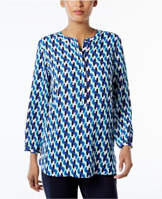 JM Collection Printed Pleated-Back Blouse, Created for Macy's