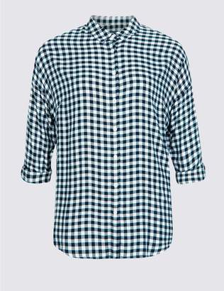 Marks and Spencer CURVE Checked Long Sleeve Shirt