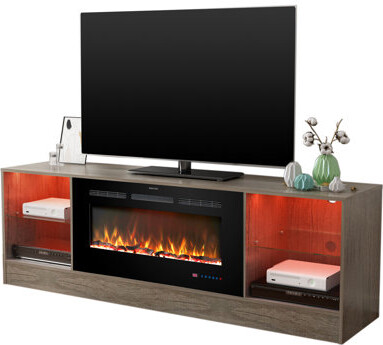 Latitude Run 72\" TV Stand With 36\" Electric Fireplace Included