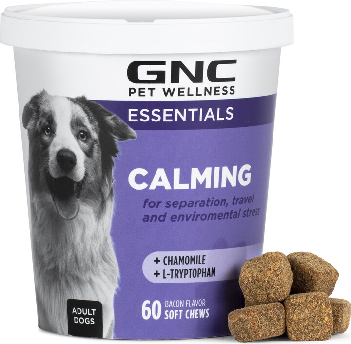 GNC Pet Wellness Essentials Dog Calming & Relaxation for Stress Support Bacon Flavor Chews 60 Ct