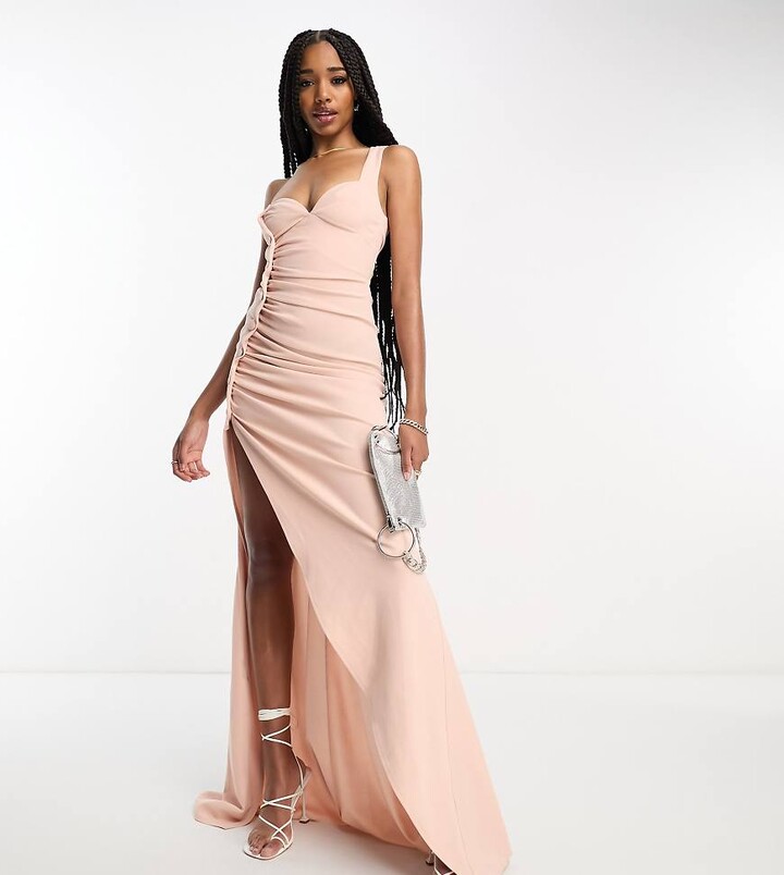 ASOS Tall ASOS DESIGN Tall premium one shoulder button maxi dress