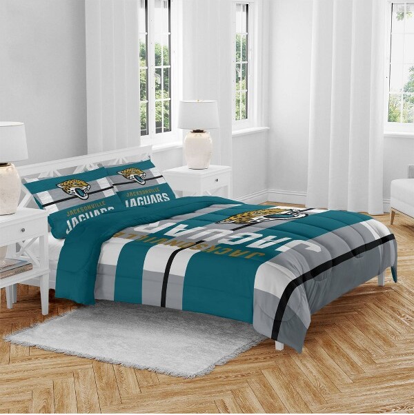 NFLJacksonvilleJaguarsHeatheredStripeQueenBedinaBag-3pc