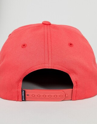 Primitive snapback cap with rose logo in coral