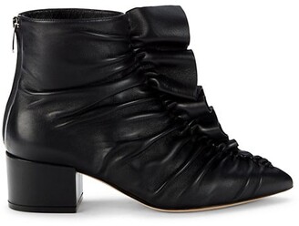 Sergio Rossi Ruched Leather Ankle Boots