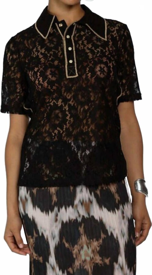 NO.6 STORE Dierdre Short Sleeve Top In Black