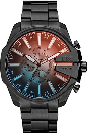 Men's Mega Chief Slim Quartz Chronograph Black Tone Stainless Steel Bracelet Watch