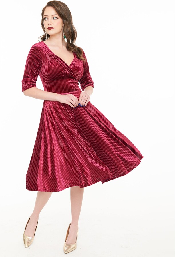 Unique Vintage Delores Swing Dress with Elbow Sleeves