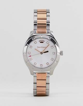 Juicy Couture Gold and Silver Watch with Crown Logo Detail
