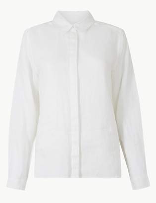 Marks and Spencer Pure Linen Button Detailed Shirt