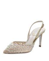 Thumbnail for your product : Rene Caovilla Crystal Lace 75mm Slingback Pump