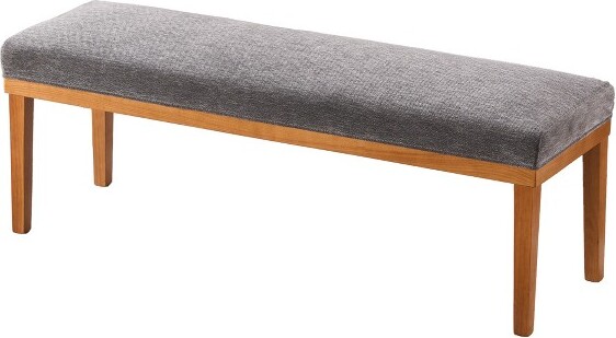 YOUNIKESingleUpholsteredBedBenchforFootofBed52.8InchNon-StorageStoolwithSolidRubberwoodLegsGrayFabricBenchforBedroom