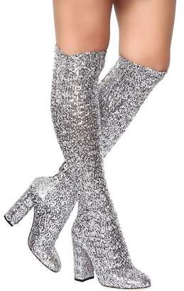 Dolce & Gabbana 90mm Stretch Sequins Over The Knee Boots