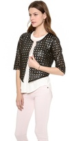 Thumbnail for your product : Milly Perforated Leather 3/4 Sleeve Jacket