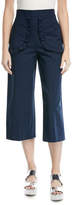 Thumbnail for your product : RED Valentino Pearly Ruffle Wide-Leg Cropped Pants