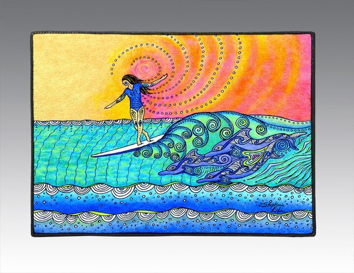 Etsy Wahine, 18" X 24" Door Mat, Floor Home Decor, Surf Art, Hawaii