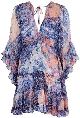 MISA Yasemin Printed Chiffon Mini Dress
