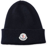 Thumbnail for your product : Moncler Ribbed Wool Logo Beanie Hat