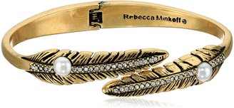 Rebecca Minkoff Feather Oval Hinge Bangle Bracelet