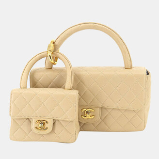 AUTHENTIC CHANEL Gold Twin Parent Child Mother Daughter Kelly Bag