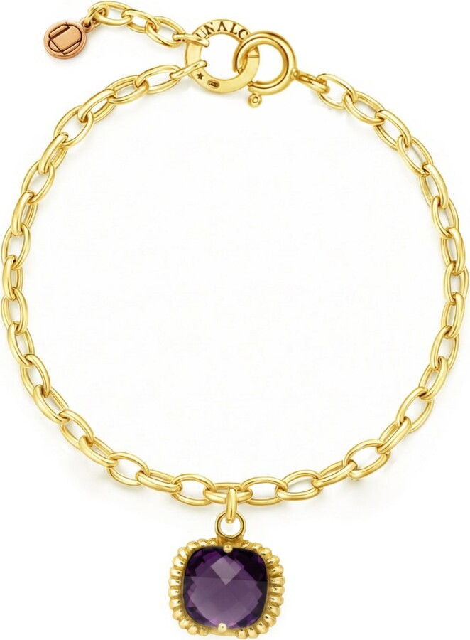 Unaloe Gold / Purple Fantasy Bracelet In Gold Vermeil With Purple Hydrothermal Quartz – Elegant Italian Handmade Jewelry