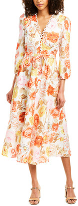Beulah Lace-Trim Midi Dress