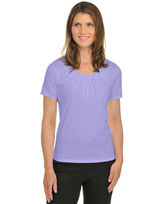 Thumbnail for your product : Allison Daley Plus Knit Short Sleeve Scoop Neck with Novelty Applique-WHITE-1X