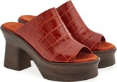 Thumbnail for your product : Ferragamo 85mm Crocodile-Effect Wedge Sandals