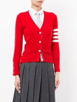 Thumbnail for your product : Thom Browne Classic V-Neck Cardigan in White 4-Bar Stripe In Cashmere