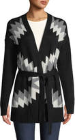Thumbnail for your product : Moxie Belted Zigzag & Skull Intarsia Wool-Cashmere Cardigan