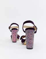 Thumbnail for your product : Oasis block heeled sandals with glitter heel in purple