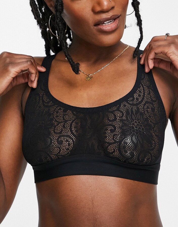 Lindex super soft nylon blend barely-there lace crop bralet in