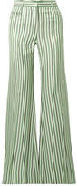 Sonia Rykiel - Striped Duchesse-satin Wide-leg Pants - Green