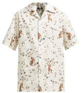 Thumbnail for your product : Edward Crutchley Monkey-print Short-sleeved Cotton Shirt - Womens - Cream