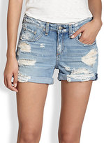 Thumbnail for your product : Rag and Bone 3856 rag & bone/JEAN Distressed Rolled-Cuff Denim Shorts