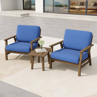 Bevelyn Outdoor Three Pieces Chair Set With Cushions And Side Table