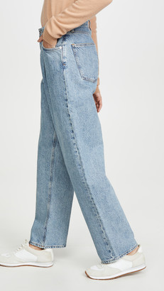 A Gold E Mid Rise Pleated Baggy Jeans