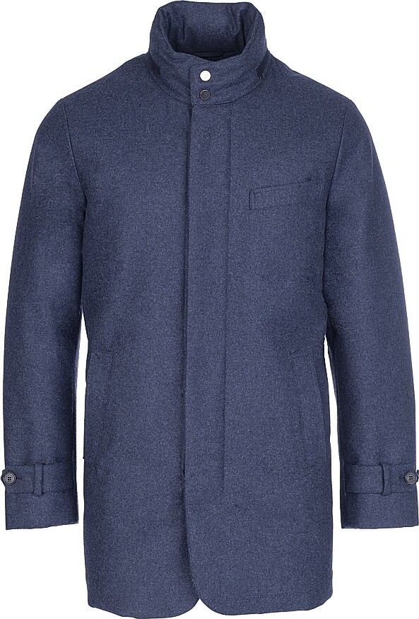 Norwegian Wool Men's Slim-Fit Hooded Car Coat - Black - Size Medium