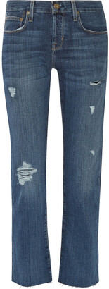 Current/Elliott The Crossover Distressed Mid-rise Straight Leg Jeans